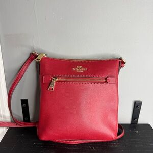 Coach Red Leather Crossbody with Gold Hardware